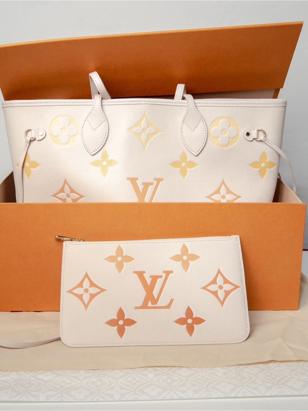 Louis Vuitton Neverfull MM By The Pool Giant Monogram Tote + Pochette